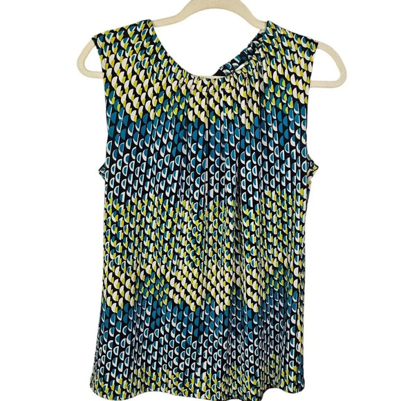Anne Klein Blue Green Sleeveless Shell Halter Stretch Round Neck Top Size Medium - Picture 1 of 11